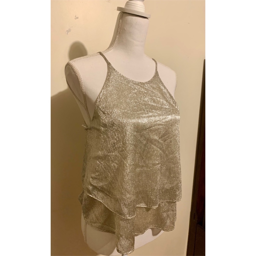 Silver Flowy Top - Dressy or Casual - LIKE NEW
